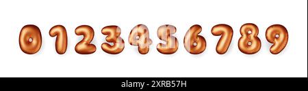 3D-Bronze-Ballonnummern isoliert gesetzt Stock Vektor