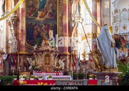 Bad Staffelstein, Kirchenschiff der Basilika Vierzehnheiligen in Oberfranken, Bayern Stockfoto