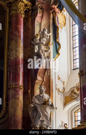 Bad Staffelstein, Kirchenschiff der Basilika Vierzehnheiligen in Oberfranken, Bayern Stockfoto