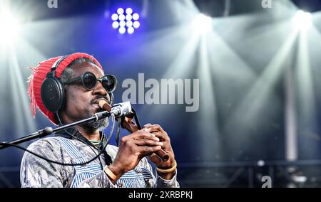 Kopenhagen, Dänemark. August 2024. American Andre 3000 auf der Over Havet-Bühne während des Musikfestivals South of the Sun in Valbyparken am Freitag, 9. August 2024. (Foto: Torben Christensen/Scanpix 2024) Quelle: Ritzau/Alamy Live News Stockfoto