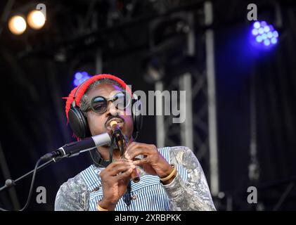 Kopenhagen, Dänemark. August 2024. American Andre 3000 auf der Over Havet-Bühne während des Musikfestivals South of the Sun in Valbyparken am Freitag, 9. August 2024. (Foto: Torben Christensen/Scanpix 2024) Quelle: Ritzau/Alamy Live News Stockfoto