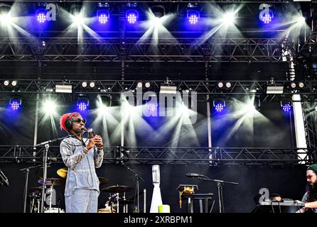 Kopenhagen, Dänemark. August 2024. American Andre 3000 auf der Over Havet-Bühne während des Musikfestivals South of the Sun in Valbyparken am Freitag, 9. August 2024. (Foto: Torben Christensen/Scanpix 2024) Quelle: Ritzau/Alamy Live News Stockfoto