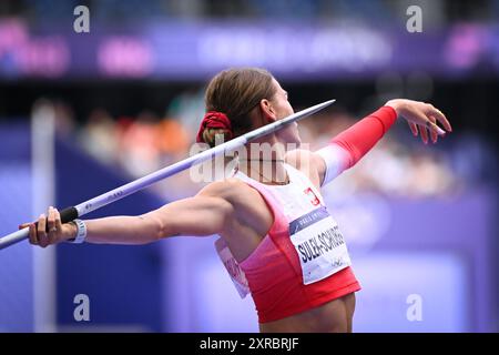 Saint Denis, Frankreich. August 2024. Adrianna Sułek-Schubert ( POL ), Leichtathletik, Heptathlon-Javelin-Werfen der Frauen während der Olympischen Spiele Paris 2024 am 8. August 2024 im Stade de France in Saint-Denis bei Paris, Frankreich - Foto Federico Pestellini/Panorama/DPPI Media Credit: DPPI Media/Alamy Live News Stockfoto