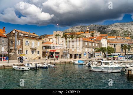 Korcula Marina und Altstadt, Kroatien, Europa Stockfoto