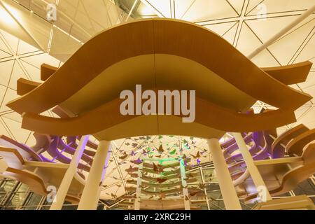 China, Hongkong, Lantau Island, Hong Kong International Airport, Terminal 1, Abflugbereich, Sitzbereich Stockfoto