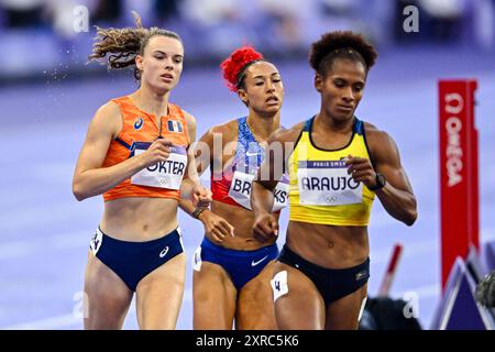 Paris, Frankreich. August 2024. PARIS, FRANKREICH - 9. AUGUST: Sofie Dokter aus den Niederlanden trat 2024 am 9. August 2024 in Paris am 14. Tag der Leichtathletik im Heptathlon der Frauen auf 800 m an. (Foto von Andy Astfalck/BSR Agency) Credit: BSR Agency/Alamy Live News Stockfoto