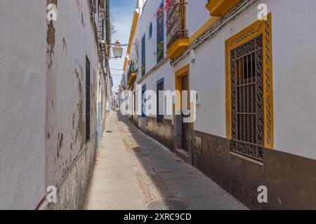 Centro District, Cordoba, Provinz Cordoba, Andalusien, Spanien. Eine lange, enge Gasse in Cordoba. Stockfoto