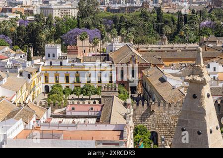 Casco Antiguo, Sevilla, Provinz Sevilla, Andalusien, Spanien. Blick auf Sevilla vom Dach der Kathedrale. Stockfoto