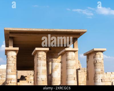 Tempel der Stufenpyramide des Pharaos Josher in Sakkara in Ägypten Stockfoto