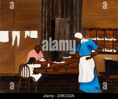 Abendessen. Horace Pippin. c. 1940. Öl auf verbranntem Holzblech. Stockfoto