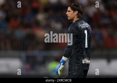 Monza, Italien, 7. August 2024. Yann Sommer vom FC Internazionale sieht sich während des Freundschaftsspiels vor der Saison im U-Power Stadium in Monza an. Der Bildnachweis sollte lauten: Jonathan Moscrop / Sportimage Stockfoto