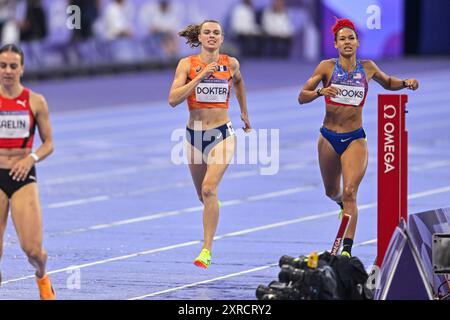 Paris, Frankreich. August 2024. PARIS, FRANKREICH - 9. AUGUST: Sofie Dokter aus den Niederlanden trat 2024 am 9. August 2024 in Paris am 14. Tag der Leichtathletik im Heptathlon der Frauen auf 800 m an. (Foto von Andy Astfalck/BSR Agency) Credit: BSR Agency/Alamy Live News Stockfoto