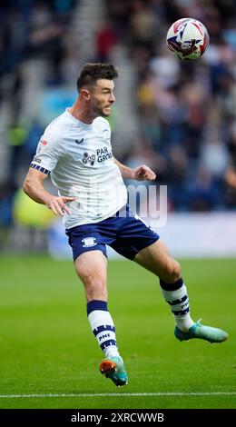 Andrew Hughes von Preston North End während des Sky Bet Championship Matches in Deepdale, Preston. Bilddatum: Freitag, 9. August 2024. Stockfoto