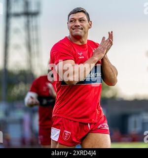 Rumpf, Großbritannien. August 2024. Betfred Superleague: Hull KR gegen Castleford Tigers. Ryan Hall of Hull KR. Credit Paul Whitehurst/PBW Media/Alamy Live News Stockfoto