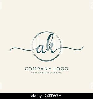 AK Initial Handschrift Logo Design Stock Vektor