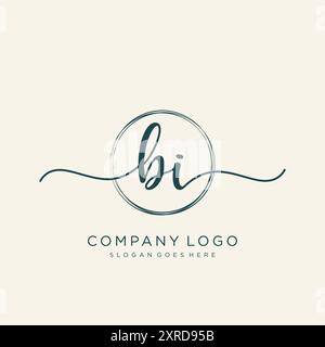 BI Initial Handschrift Logo Design Stock Vektor