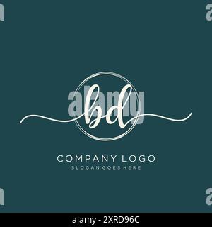 BD Initial Handschrift Logo Design Stock Vektor