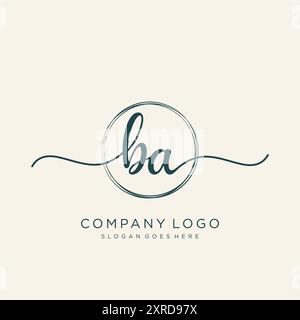 BA Initial Handschrift Logo Design Stock Vektor