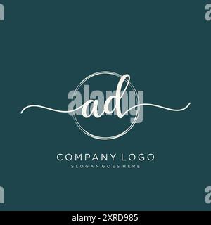 AD Initial Handschrift Logo Design Stock Vektor