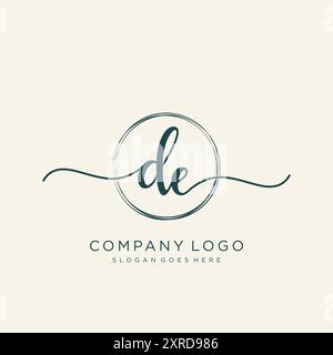 DE Initial Handschrift Logo Design Stock Vektor