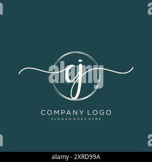 CJ Initial Handschrift Logo Design Stock Vektor