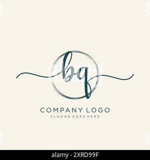 BQ Initial Handschrift Logo Design Stock Vektor