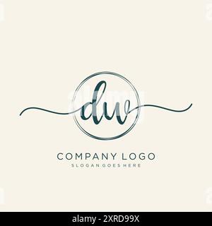 DW Initial Handschrift Logo Design Stock Vektor