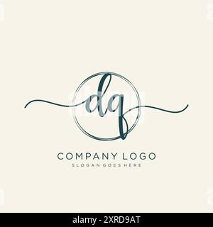 DQ Initial Handschrift Logo Design Stock Vektor