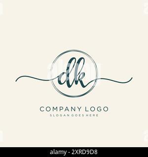 DK Initial Handschrift Logo Design Stock Vektor