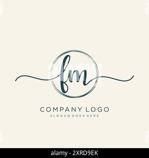 FM Initial Handschrift Logodesign Stock Vektor