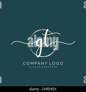 GT Initial Handschrift Logo Design Stock Vektor