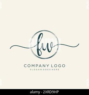 FWInitial Handschrift Logo Design Stock Vektor