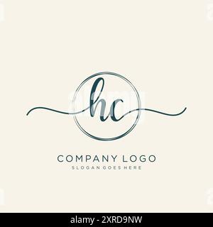 HC Initial Handschrift Logo Design Stock Vektor