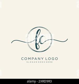 FC Initial Handschrift Logo Design Stock Vektor