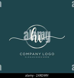 HV Initial Handschrift Logo Design Stock Vektor