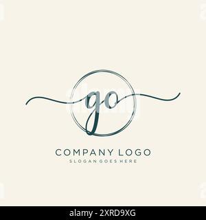 GEHEN SIE zur ersten Handschrift Logodesign Stock Vektor