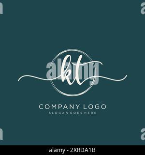 KT-Logo-Design für die erste Handschrift Stock Vektor