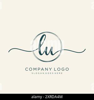LU Initial Handschrift Logo Design Stock Vektor