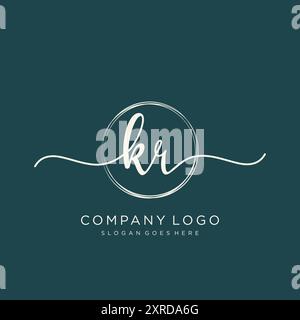 KR Initial Handschrift Logo Design Stock Vektor