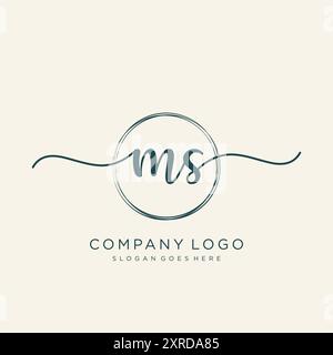 Ms Initial Handschrift Logodesign Stock Vektor