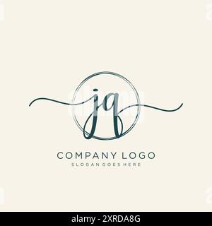 JQ Initial Handschrift Logo Design Stock Vektor