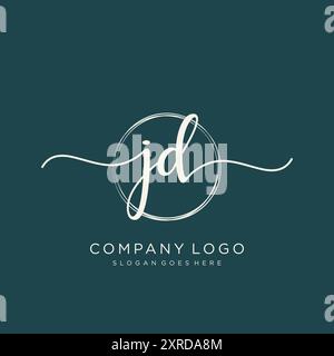 JD Initial Handschrift Logo Design Stock Vektor