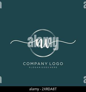 NV Initial Handschrift Logo Design Stock Vektor