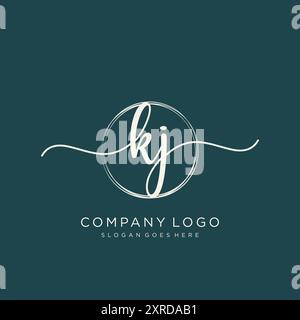 KJ Initial Handschrift Logo Design Stock Vektor