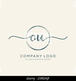 OU Initial Handschrift Logo Design Stock Vektor