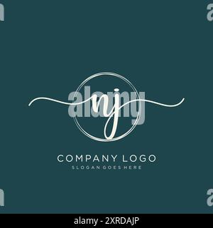 NJ Initial Handschrift Logo Design Stock Vektor
