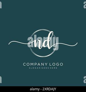 ND Initial Handschrift Logo Design Stock Vektor