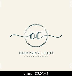 OC anfängliches Logo-Design mit Handschrift Stock Vektor