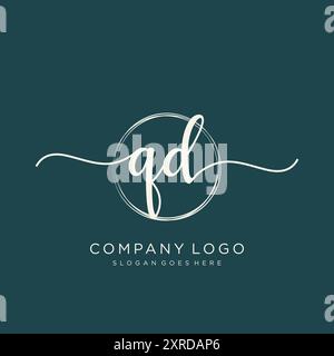 QD-Logo-Design für die erste Handschrift Stock Vektor