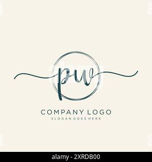 PW Initial Handschrift Logo Design Stock Vektor